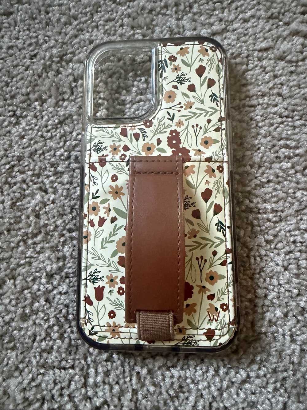 WALLI harvest floral Print Brown Grip iPhone 16 Case